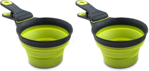 Vista 24 de Bol de comida para mascotas plegable KlipScoop de Dexas, cuchara plegable para comida seca para perros y clip para bolsa de comida para perros claro
