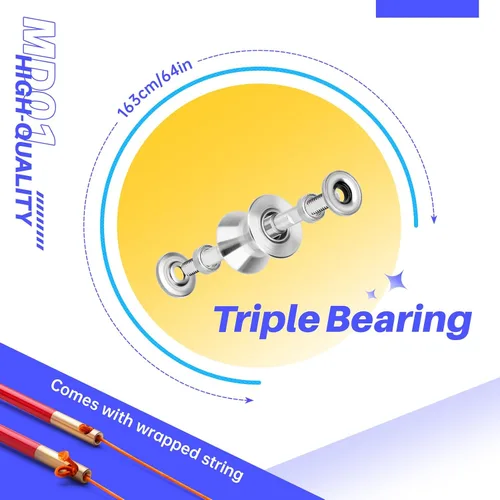 Vista 6 de MAGICYOYO Pro Triple Bearing Diabolo Tamaño mediano 5" Azul. Juguete Yoyo chino Diabolo de alto rendimiento con 2 pares de palos de carbono + 2