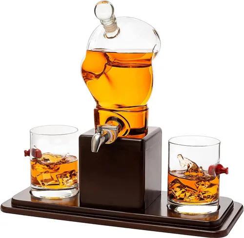 Vista 10 de Regalos de béisbol para hombres, juegos de decantador de whisky para hombres, juego de decantador de bate de béisbol de 20 onzas con 2 vasos, regalo