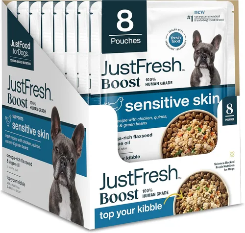 Vista 7 de JustFoodForDogs JustFresh Boost - Cubrealimentos para perros con soporte para cadera y articulaciones, paquete de 8