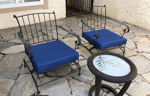 Vista 6 de Juego de 2 cojines de espuma viscoelástica para asiento profundo de patio al aire libre (asiento y espalda) con cubierta interna impermeable – Azul