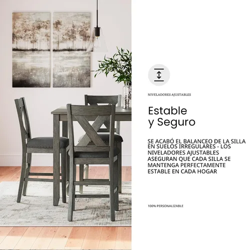 Vista 10 de Signature Design by Ashley Caitbrook Mesa de Comedor Casual de Altura de Mostrador y Taburetes de Bar Tapizados con Ribete de Tachuelas, Juego de 7