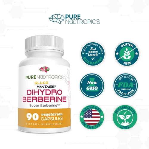 Vista 8 de Pure Nootropics Suplemento de dihidroberberina (GlucoVantage) 100 mg, 90 Super berberina, biodisponibilidad mejorada, cápsulas vegetarianas pequeñas