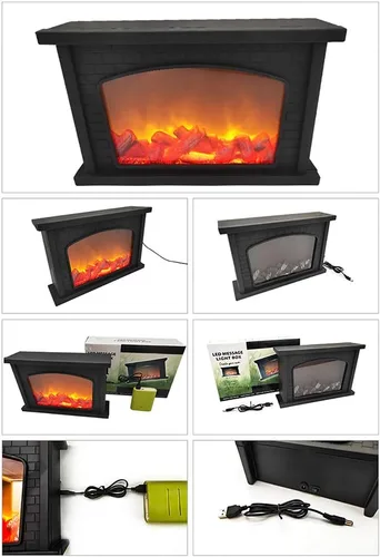Vista 3 de Faroles de chimenea decorativos, pequeña chimenea falsa, lámpara LED de fuego con efecto de llama, decoración de Navidad para interiores