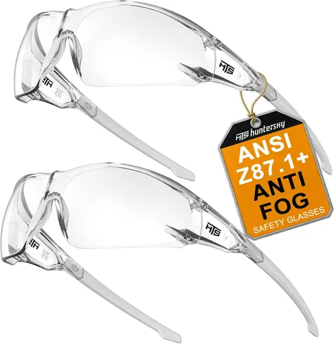 Vista 12 de HTS HUNTERSKY ANSI Z87.1 Gafas de seguridad antivaho envolventes transparentes, gafas de laboratorio para pickleball y química con resistencia a