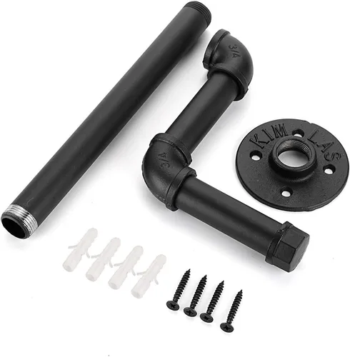Vista 3 de Sumnacon Barra de ropa industrial de 15.3 pulgadas, perchero de hierro rústico con tornillos, resistente soporte para ropa de tubería