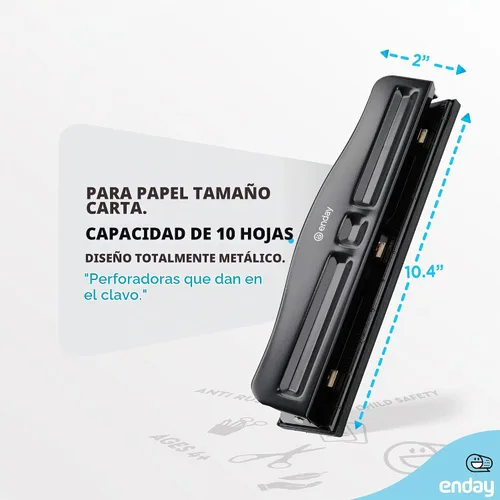 Vista 5 de Enday Perforadora de 3 agujeros para carpetas, perforadora de tres agujeros Negro
