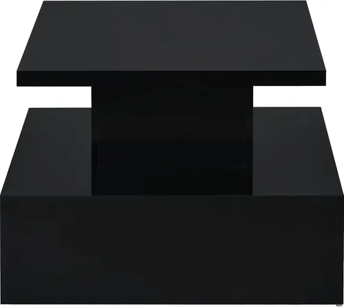 Vista 8 de Quarte Mesa de centro de estilo moderno de 2 niveles con iluminación LED de 16 colores, mesa de cóctel con control remoto y gran lugar