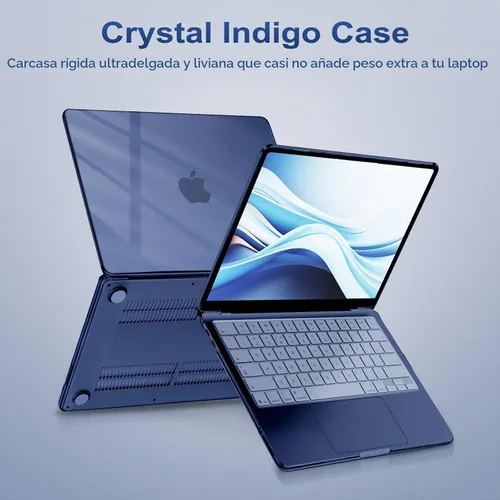 Vista 8 de MOSISO Compatible con MacBook Neo Case 13 pulgadas 2026 A3404 A18 Pro Chip Índigo de cristal