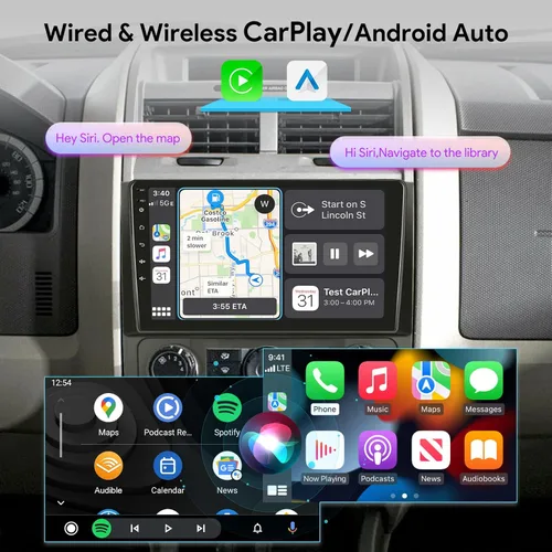 Vista 4 de [2+64GB] Radio de coche para Ford Escape Kuga Mazda Tribute 2007-2012, 9 pulgadas Android 13 pantalla táctil estéreo, Carplay/Android