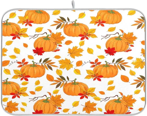 Vista 27 de Tapete de secado de platos de otoño de calabaza y arce de 16 x 18 pulgadas, absorbente para platos de otoño, protector para cocina de secado rápido