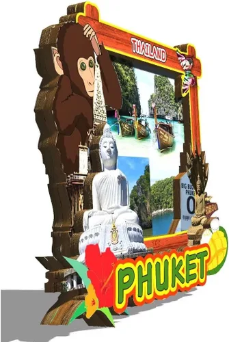 Vista 2 de Phuket Tailandia imán de nevera de madera 3D hitos de viaje coleccionables recuerdos decoración hecha a mano