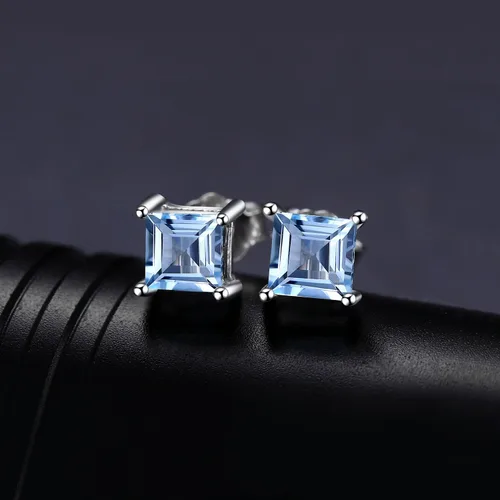 Vista 3 de JewelryPalace Cuadrado 0.8ct Genuino Granate Peridoto Amatista Citrino Topacio Creado Rubí Zafiro Simulado Esmeralda Piedra Preciosa Pendientes