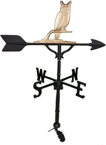 Vista 4 de Montague Metal Products Veleta de 32 pulgadas con adorno de búho de hierro sueco Hierro (Swedish Iron)