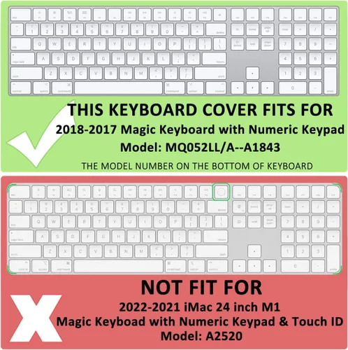Vista 2 de ProElife Funda de teclado para Apple Magic Keyboard 2018-2017 con teclado numérico A1843 US Enter MQ052LL/A Teclado inalámbrico Bluetooth Ultra