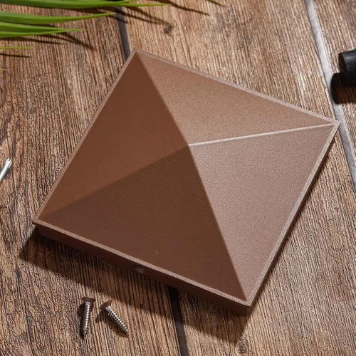 Vista 5 de Dunzy 1 tapa de aluminio pirámide de 6 x 6 pulgadas, cubiertas decorativas para postes de valla, funciona solo para fundas de metal de madera reales