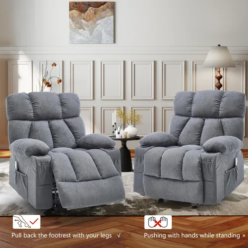 Vista 8 de Rocker - Silla reclinable para sala de estar con masaje por vibración y Gris