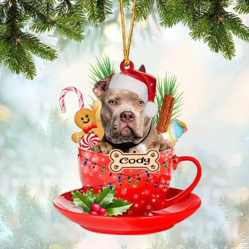 Vista 69 de NAZENTI Adorno personalizado de Alaskan Malamute en taza roja, adorno de Navidad personalizado para perros amantes de las mascotas, colgante