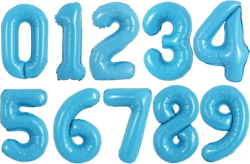 Vista 35 de TONIFUL Globos grandes de 50 pulgadas con números dorados del 0 al 9, globo digital grande de Mylar número 8 digital ocho para fiestas