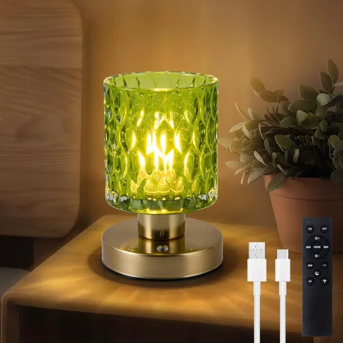 Vista 10 de Lámpara de mesa pequeña a pilas, 3 temperaturas de color, recargable, control táctil, lámpara de escritorio regulable, luz nocturna LED inalámbrica