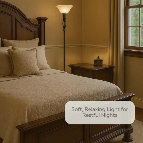 Vista 5 de LIGHTACCENTS Lámpara de pie de bronce con pantalla de cristal de alabastro remolino ámbar - Elegante lámpara de pie para decoración del hogar