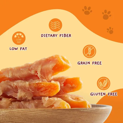 Vista 4 de Jungle Calling - Golosinas de pollo y batata para perros, masticables suaves sin cuero crudo