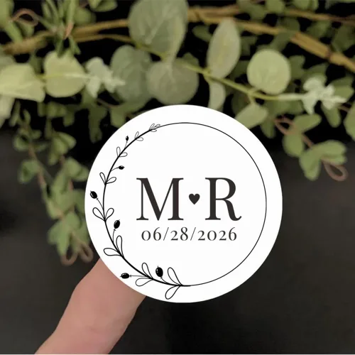Vista 9 de Pegatinas de boda personalizadas Pegatinas de sobres personalizadas