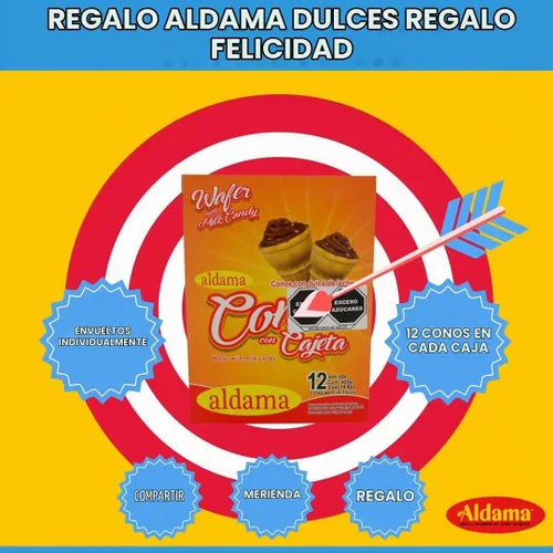 Vista 4 de ALDAMA Conos de caramelo de leche de oblea, conchas de obleas crujientes rellenas de rico relleno de leche mexicana Cajeta (12 piezas)
