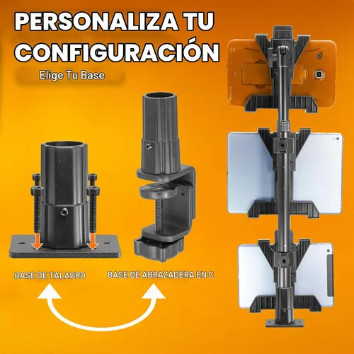 Vista 4 de iBOLT TabDock Tower Triple Tablet Clamp Mount 7-10" para POS y aplicaciones de entrega