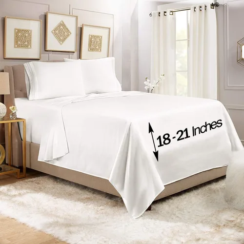Vista 47 de Empyrean - Juego de 4 sábanas bajeras de bolsillo extra profundo de 110 GSM, juego de 4 sábanas de bolsillo extra profundo de 110 GSM, sábanas