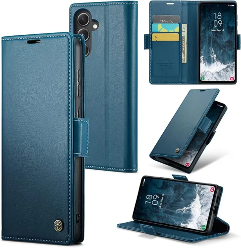 Vista 10 de Funda tipo cartera compatible con Samsung Galaxy S23, de piel sintética, con función atril y tarjetero para Galaxy S23 5G de 6.1 pulgadas (negro)
