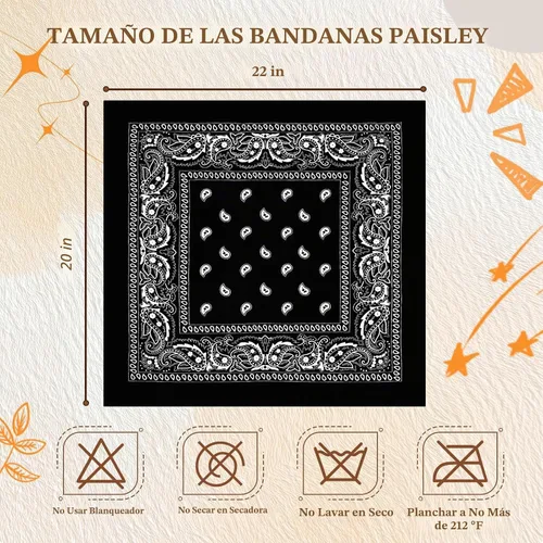 Vista 2 de 100 bandanas a granel, bandanas de cachemira para hombres y mujeres