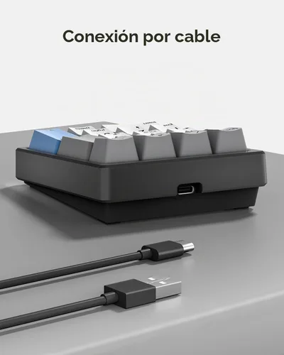 Vista 6 de Kisnt Numpad - Teclado mecánico de números, intercambiable en caliente, USB de 17 teclas, teclado numérico retroiluminado blanco con teclas PBT