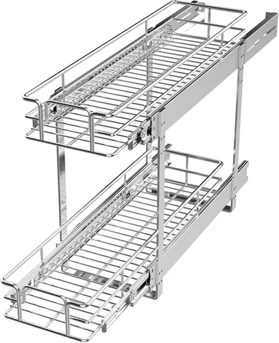 Vista 17 de LOVMOR Organizador de gabinete extraíble de 5.5 pulgadas de ancho x 21.5 pulgadas de profundidad, estantes extraíbles para armario de cocina
