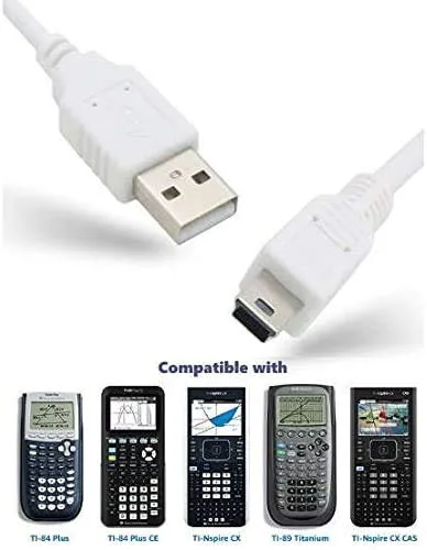 Vista 4 de Cable de carga para calculadora gráfica TI84 TI-84 Plus CE, también para TI 84 Plus C Silver Edition, TI Nspire CX/TI Nspire CX CAS (solo cable USB)
