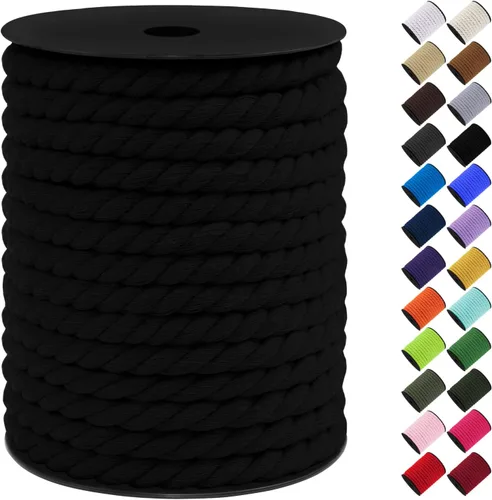 Vista 17 de Cordón de macramé de algodón, 0.315 in x 131 pies, hilo grueso para manualidades, cuerda trenzada de 3 hebras para colgar en la pared, ganchos