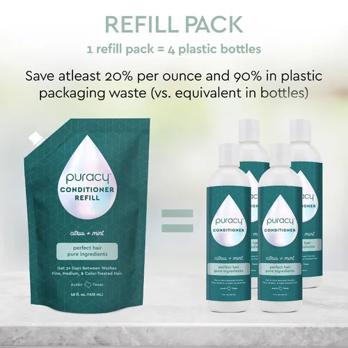 Vista 3 de Puracy Acondicionador, los mejores días para cabello fino, medio y tratado con color, cabello perfecto de ingredientes puros, el cabello se mantiene