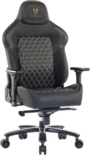 Vista 11 de Silla de juegos grande y alta de 440 libras, silla de juegos con base de metal, espuma viscoelástica lumbar, reposabrazos ajustable 4D, silla