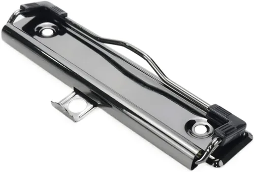 Vista 5 de 4 clips para portapapeles de 4.72 pulgadas de metal con agarre de goma y agujero para colgar para crear portapapeles de perfil bajo, tablero