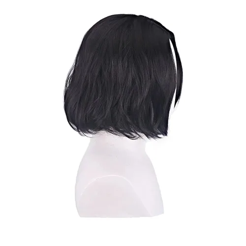 Vista 3 de Peluca corta de cosplay negra para hombre, peluca de Halloween para película