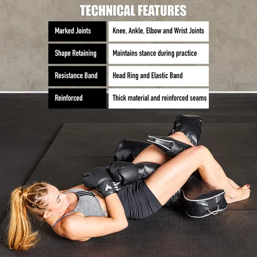 Vista 5 de Elite Sports Maniquí de Jiu Jitsu para adultos con brazos rectos – Maniquí colgante de Jiu Jitsu sin relleno para MMA, judo, lucha libre y combate