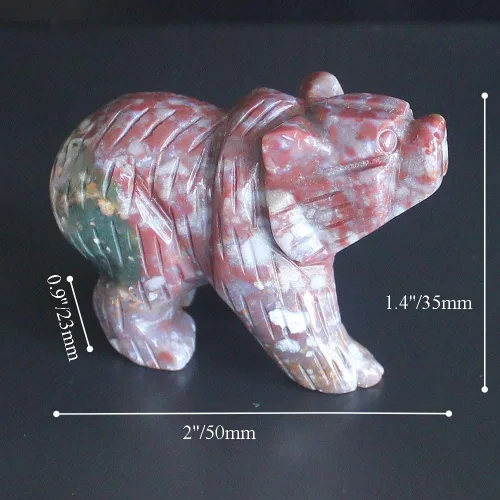 Vista 8 de HLbshi - Figura de oso de cristal tallada (ágata oceánica)