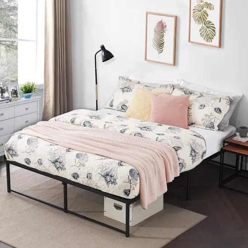 Vista 12 de VECELO - Base de cama metálica tamaño matrimonial de 14 pulgadas, moderna (juego de 2)