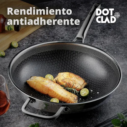 Vista 2 de DOTCLAD Sartén wok, wok híbrido de 12 pulgadas con tapa, utensilios de cocina sin PFOA, woks antiadherentes de acero inoxidable y sartenes