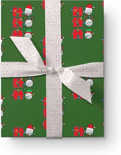 Vista 6 de Bonita pelota de golf Ho para regalo, luces de Navidad, papel de regalo grueso, decoración de fiesta de golfista (rollo de 6 pies x 30 pulgadas)