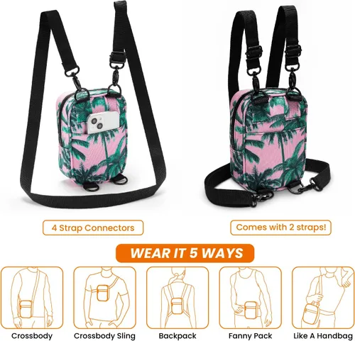Vista 4 de Vibe Festival Gear Bolso bandolera pequeño para mujeres y hombres, multiuso 5 en 1 de (rPET), bolsa de cinturón de poliéster reciclado, mochila