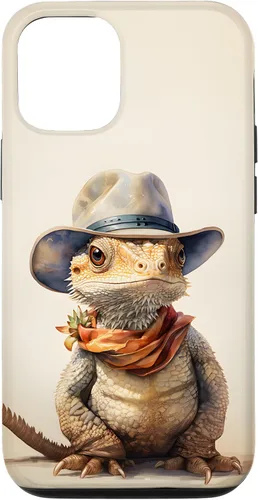 Vista 27 de iPhone 16 Lindo dragón barbudo Beardie con un estuche de sombrero de vaquero