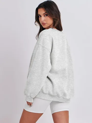 Vista 4 de ANRABESS Sudadera de gran tamaño para mujer, con cuello redondo, estilo Y2K, sudadera con capucha de forro polar, cómoda, camiseta informal, ropa