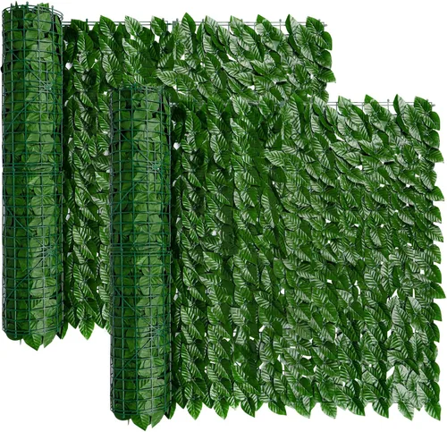 Vista 13 de iCover Pantalla de Privacidad de Hiedra Artificial para Cerca, 39 x 98 pulgadas Junta Reforzada Previene que las Hojas se Caigan, Paneles de Setos