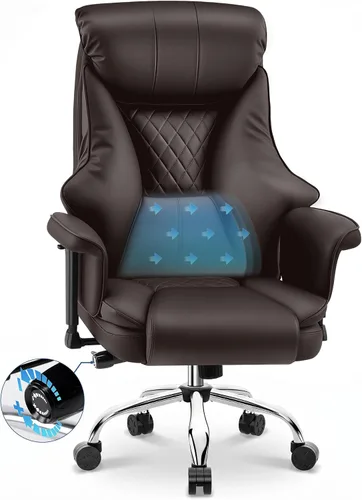 Vista 14 de AreShark Silla de oficina grande y alta, silla ejecutiva de escritorio de cuero con respaldo alto y soporte lumbar ajustable, ergonómica, cómoda